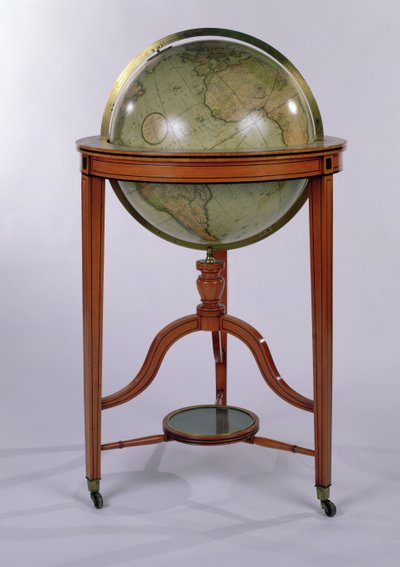 Globe terrestre de bibliothèque de la Régence sur pied en acajou, 1806 - English School